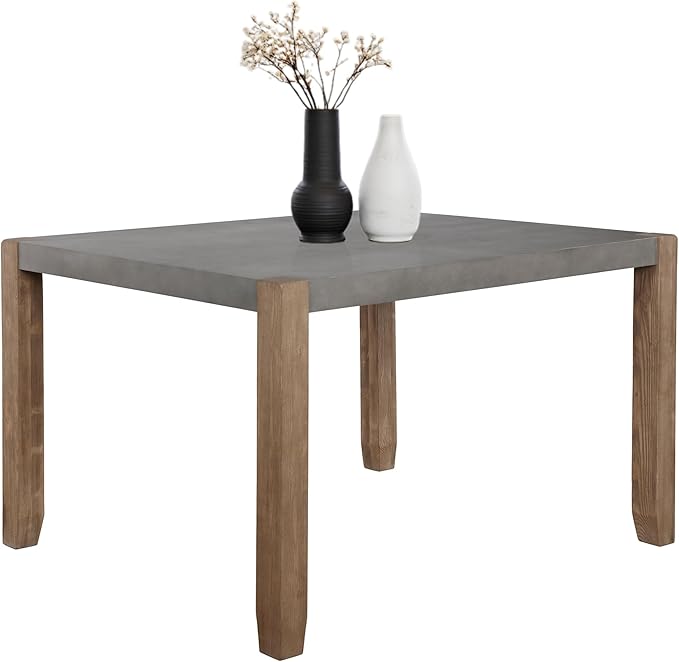 Alaterre Furniture Newport Kitchen Table Collection – 48” x 30” Dining Table for 4 with Faux Concrete Gray Top & Solid Wood Legs – Rustic Industrial Modern Farmhouse Dining Room Table