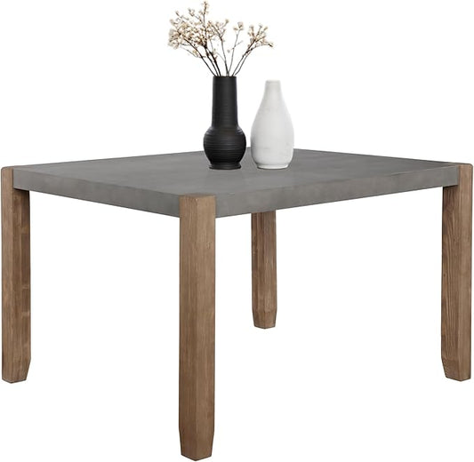 Alaterre Furniture Newport Kitchen Table Collection – 48” x 30” Dining Table for 4 with Faux Concrete Gray Top & Solid Wood Legs – Rustic Industrial Modern Farmhouse Dining Room Table
