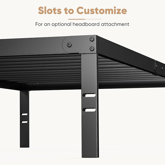 DUMOS Twin Size Bed Frame - Metal Platform Bed Frame Mattress Foundation with Steel Slat Support, No Box Spring Needed, Storage Space Under Base, Easy Assembly, Black