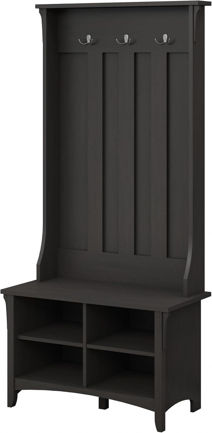 Bush Home Salinas Hall Tree with Storage Bench in Vintage Black