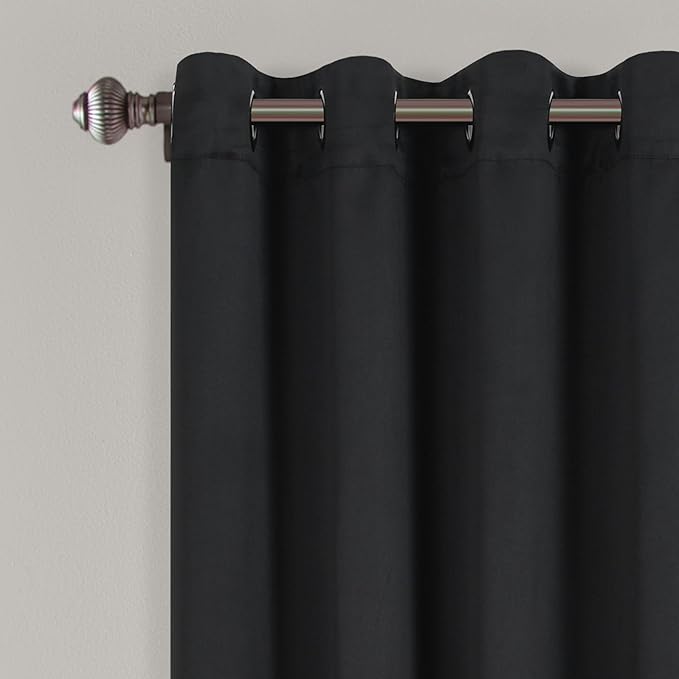 Lush Decor Insulated Grommet Blackout Window Curtain Panels, Pair, 52" W x 63" L, Black - Classic Modern Design - Chic Window Decor - Curtains For Living Room, Bedroom, Or Dining Room