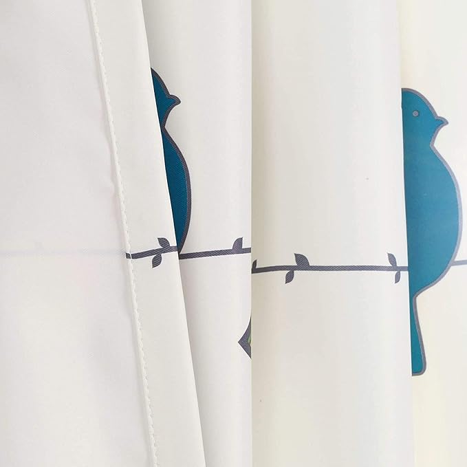 Lush Decor Rowley Birds Light Filtering Window Curtain Panels, Pair, 52" W x 84" L, Multi - Colorful Floral Print - Whimsical & Playful Bird Curtains For Bedroom, Living Room, Or Dining Room