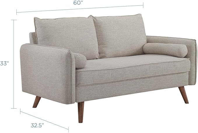 Modway EEI-3091 Revive Contemporary Modern Fabric Upholstered Loveseat In Beige