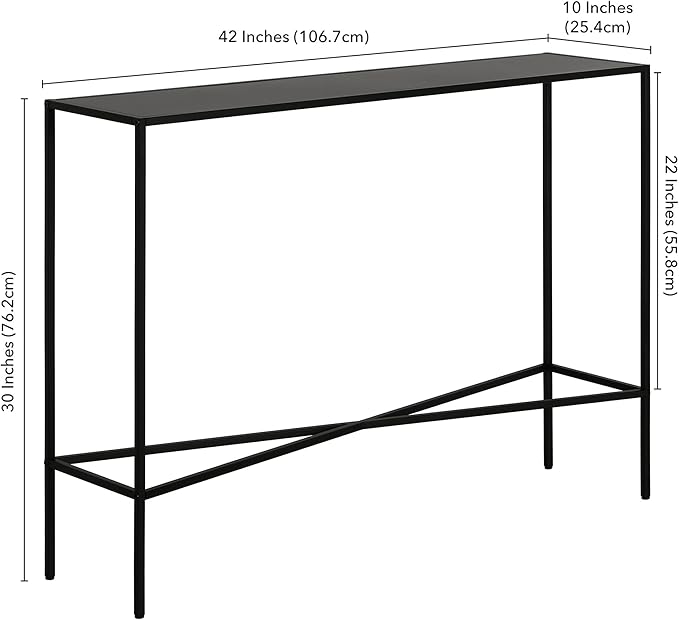 Henn&Hart 42" Metal Rectangular Console Table Entryway Table, Sofa Table for Entryway, Living Room, Couch, Hallway, or Office, Blackened Bronze