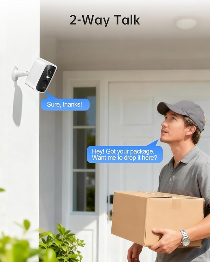 Security Cameras Wireless Outdoor,4MP Outdoor WiFi Wireless Cameras,Outside Battery Powered Camera for Home Security,AI Motion Detection,Color Night Vision,Spotlight,Siren Alarm,SD/Cloud Storage,2Pack
