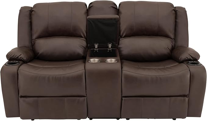 RecPro Charles 70" Powered Double RV Wall Hugger Recliner Sofa | Loveseat | RV Furniture with Upgraded 2023 Fabric (Chestnut)