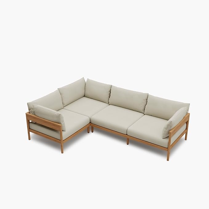 Acanva Modern Aluminium Patio Furniture Set, Outdoor Sectional Sofa Backyard, Garden, Porch