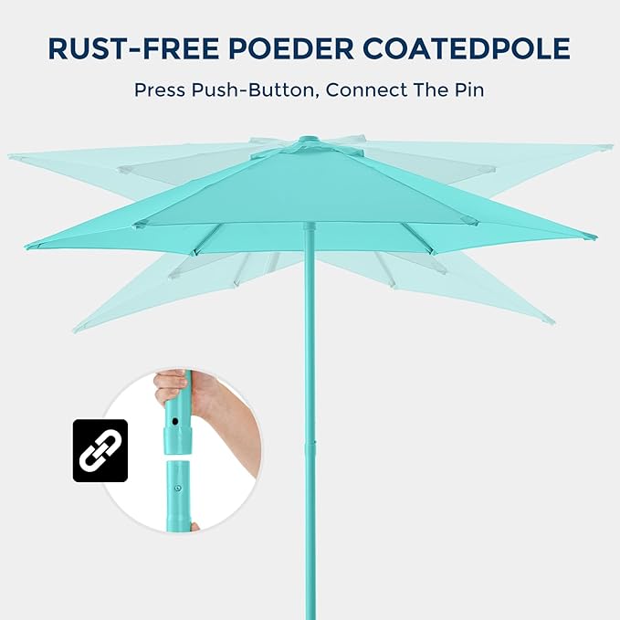 HOMSHADE Outdoor Patio Umbrella - Market Table Pool Deck Umbrella with Push Button Tilt, Crank, UPF50+ UV Protection and Sturdy Ribs, 3-Year Fade Resistance, 220GSM Solution-Dyed Fabric (No base)