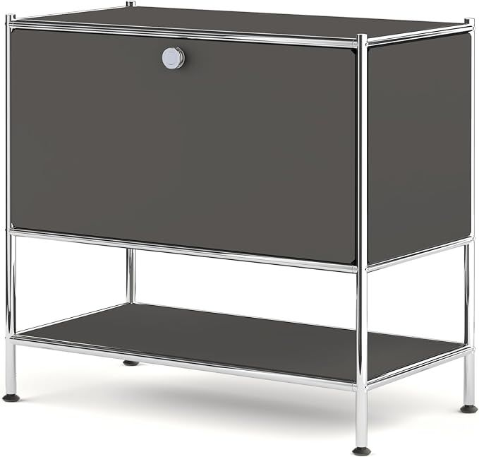 Metal Sidetable with Flap Door, 27.5" Height - DIY Modern Furnishing for Home, Office, Foyer, Bedroom - Night Stand, Book Shelf, Bookshelf, Cube Storage Organizer, Bedside Table (Grey)