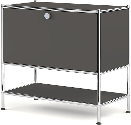 Metal Sidetable with Flap Door, 27.5" Height - DIY Modern Furnishing for Home, Office, Foyer, Bedroom - Night Stand, Book Shelf, Bookshelf, Cube Storage Organizer, Bedside Table (Grey)