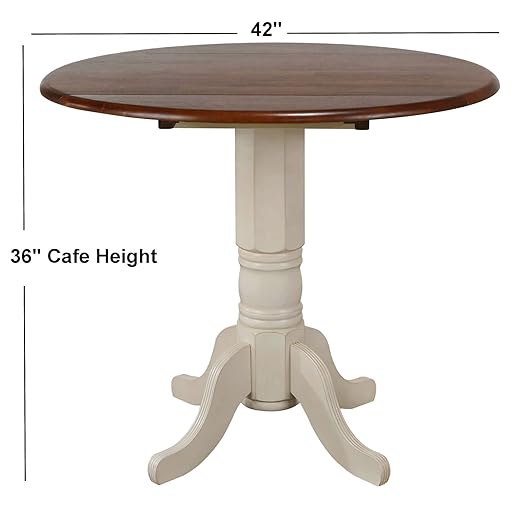 Sunset Trading Andrews Dining Table, Antique white with distressed chestnut top