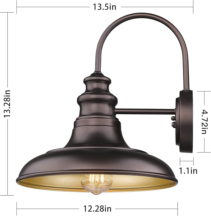 Dusk to Dawn Sensor Outdoor Barn Light Fixture Outdoor Wall Sconce Farmhouse Wall Mount Lights Exterior Light Fixture Bronze Finish Industrial Wall Lantern for Porch, Garage, Entryways, 2 Pack