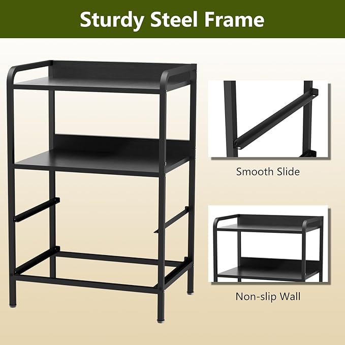 Night Stand with 2 Fabric Drawer and Sturdy Metal Frame, Lightweight & Durable -55LB Load Capacity, Wear-Resistant & Easy-Clean Surface,Rustic Black Modern