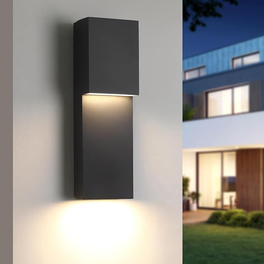 Fire Wolf Modern 16" 18W LED Outdoor Wall Sconce,Dual-Source Front Porch Light,Aluminum Modern Wall Light,3000K,Damp Environments Such as Porches,Terraces,Gardens,Indoor/Outdoor Applications