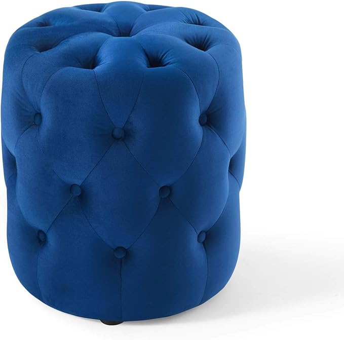 Modway EEI-3778-NAV Anthem Tufted Button Round Performance Velvet Ottoman, Navy