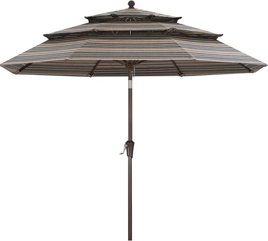 ABCCANOPY 5-Year 10-Year No Fading 9FT 3 Tiers Patio Umbrella, Outdoor Table Umbrella with 8 Sturdy Ribs for Deck, Backyard, Garden, Yard