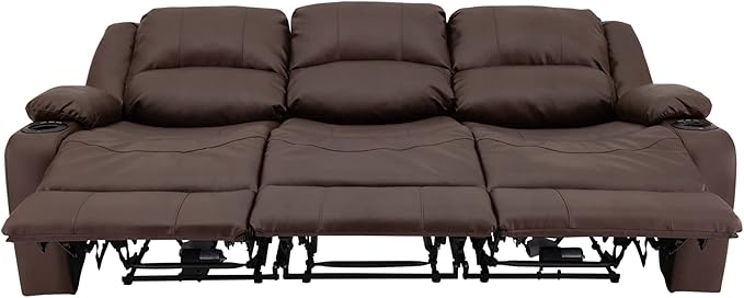 RecPro RV Recliner Charles 80" Powered Triple Wall Hugger | Drop Down Console | RV Furniture with Upgraded 2023 Fabric (Mahogany)