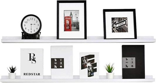 WELLAND Picture Ledge, Photo Ledge, Floating Ledge Wall Shelves, 48-inch, Set of 2, White