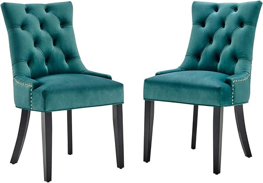 Modway Regent Tufted Performance Velvet Dining Side Chairs - Set of 2, Teal