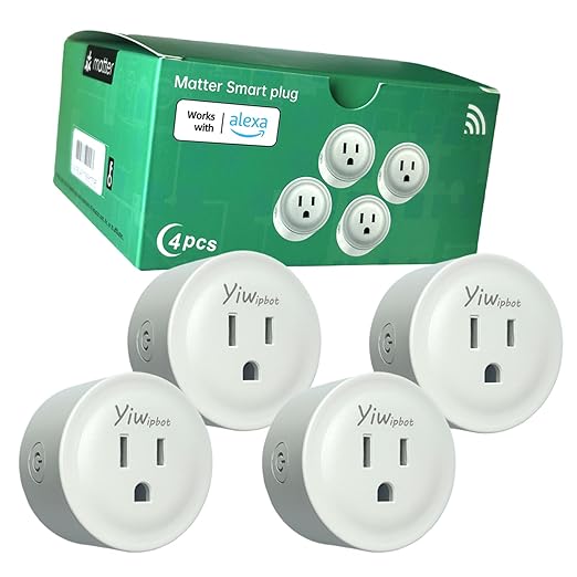 Matter Smart Plug 10A, Smart Wi-Fi Outlet Compatible with Alexa, Apple Homekit, Google Home, SmartThings, Home Assistant, No Hub Required, ETL & FCC & RoHS Certified, 2.4G WiFi Only, 4-Pack