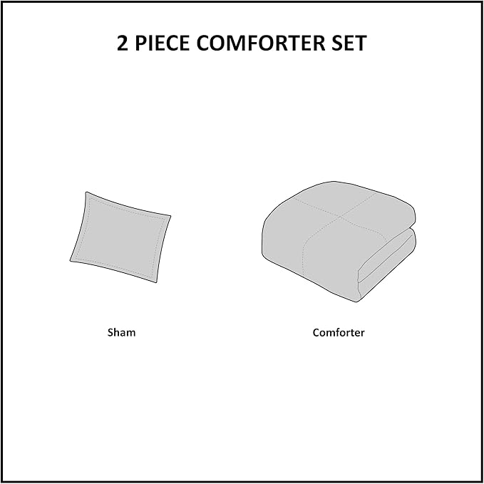 Madison Park Essentials Parkston Plaid Comforter, Matching Sham, 3M Scotchguard Stain Release Cover, Hypoallergenic All Season Bedding-Set, Twin/TwinXL, Grey, 2 Piece