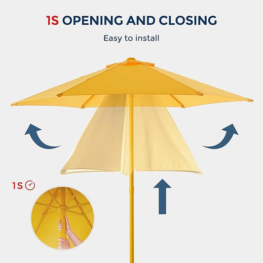 HOMSHADE Outdoor Patio Umbrella - Market Table Pool Deck Umbrella with Push Button Tilt, Crank, UPF50+ UV Protection and Sturdy Ribs, 3-Year Fade Resistance, 220GSM Solution-Dyed Fabric (No base)