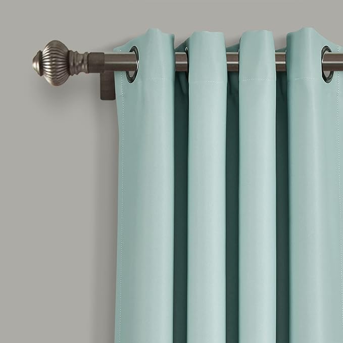 Lush Decor Insulated Grommet Blackout Window Curtain Panels, Pair, 52" W x 63" L, Blue - Classic Modern Design - Chic Window Decor - Curtains For Living Room, Bedroom, Or Dining Room