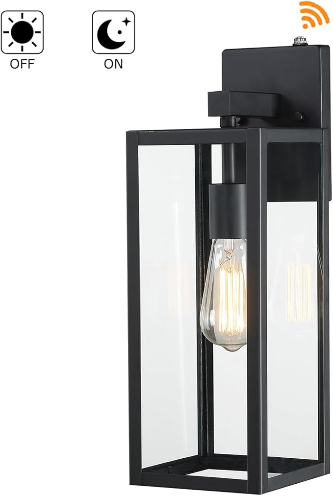 18 Inch Outdoor Wall Light Dusk to Dawn,2 Pack Outdoor Lanterns for Porch,Large Outdoor Sconce Lights with Sensor,Photocell Wall Lantern for Porch Patio Garage