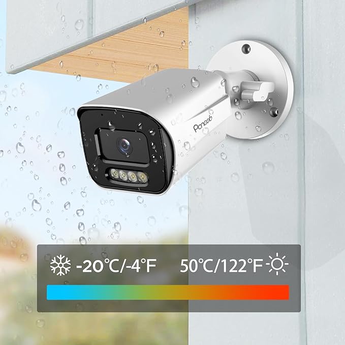 4K PoE IP Bullet Camera with Smart Dual Lights Full Color Night Vision, 8MP Wired Video Surveillance Security IP PoE Camera Indoor/Outdoor, AI Human/Vehicle Dtection, Two-Way Audio, PB65-8MDL