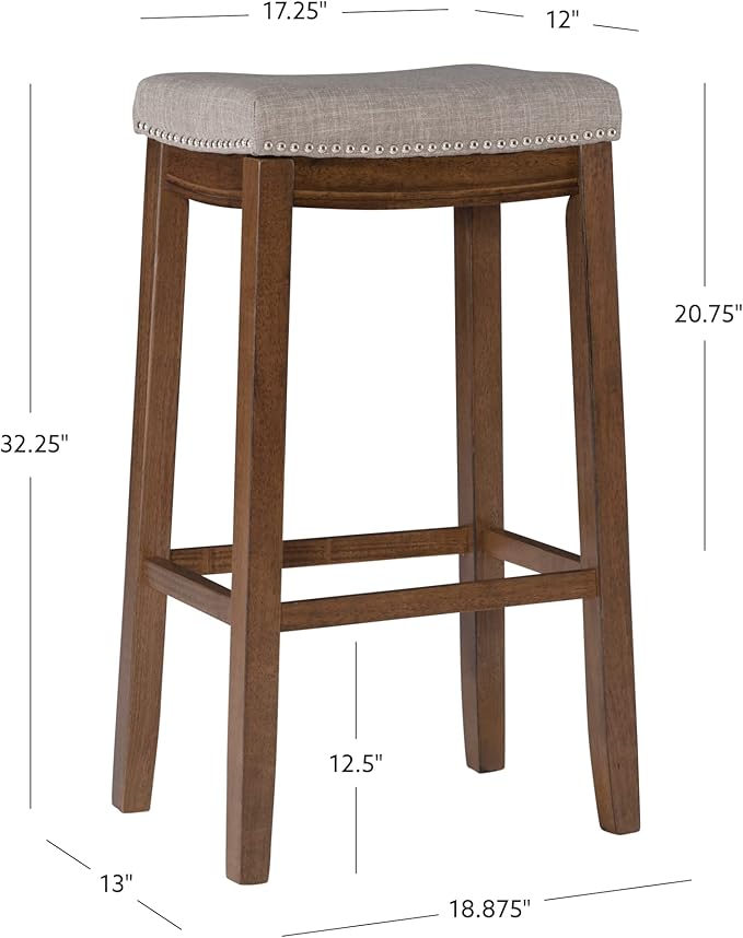 Linon Home Décor Kingston Rustic Backless Bar Stool,