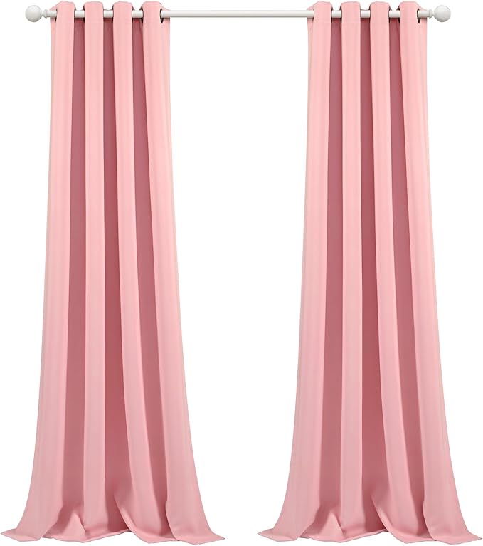 Lush Decor Insulated Grommet Blackout Window Curtain Panels, Pair, 52" W x 84" L, Fairytale Pink - Classic Modern Design - Chic Window Decor - Long Curtains For Living Room, Bedroom, Or Dining Room