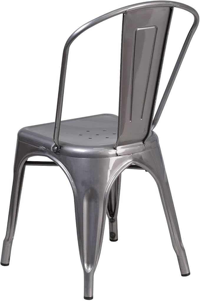 Flash Furniture Lincoln 4 Pack Clear Coated Metal Indoor Stackable Chair