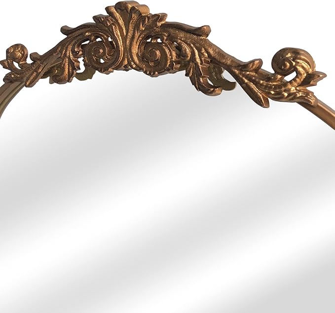 Gold Wall Mirror, Large Arched Vintage Baroque Ornate Mirrors, Traditional Decorative Antique Brass Mirror for Entryway, Living Room, Bedroom, Bathroom Vanity, Fireplace Mantel(Gold,29"x36")