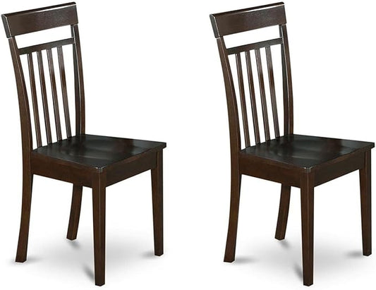 East West Furniture CAC-CAP-W Capri Dining Chairs - Slat Back Wooden Seat Chairs, Set of 2, Cappuccino