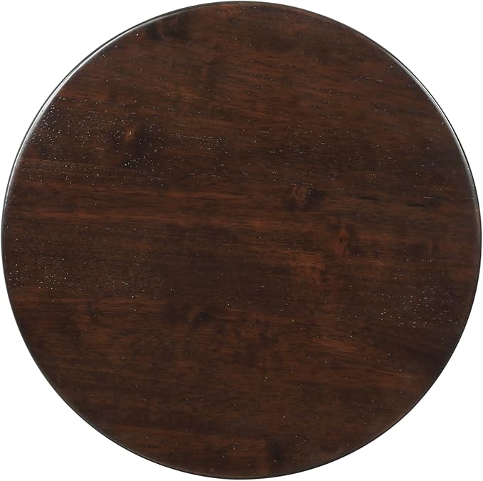 Linon Zeke Walnut Solid Wood Backless Round Barstool with 29 inch Seat Height