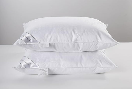 Natural Goose Down&Feather Pair Pillows Insert, Set of 2 Bedding Soft Pillows 100% Soft Cotton Queen 20x30in
