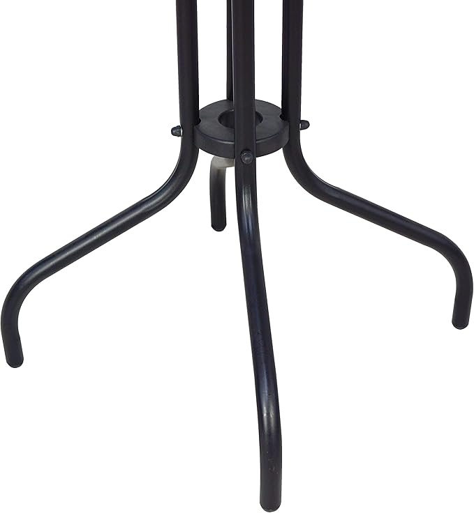 BTEXPERT Indoor Outdoor 28" Tempered Glass Trim Restaurant Aluminum Slat Stack Lightweight, 3 Metal Chairs with a Square Rattan Table, Black/Brown