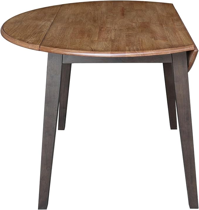 IC INTERNATIONAL CONCEPTS 42" Round Solid Wood Dual Drop Leaf Table in Hickory and Washed Coal