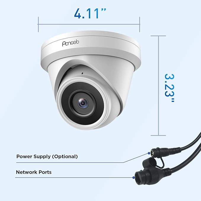 5MP Turret PoE Camera Outdoor/Indoor, UltraHD Wired Home Surveillance Security IP Camera PoE with Built-in Mic, AI Human Detection, 110° Wide Angle, IP67 100ft IR Night Vision, PD93A-5M