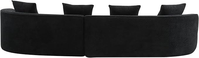 Christopher Knight Home Braebt 126" Sectional Sofa with 4 Throw Pillows, 5-Seater Large Modular Sofa Couches, Comfy Curved Upholstered Cloud Couch for Living Room, Study, No Assembly Required, Black