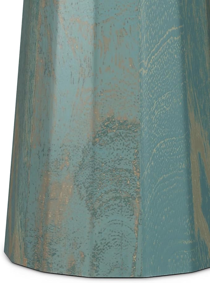 SIMPLIHOME Dayton End Table - 13 inch Wide Solid Mango Wood Round Accent Table in Teal Wash, Handcrafted Contemporary Nightstand or Lamp Stand for Living Room with Textured Finish, Assembled