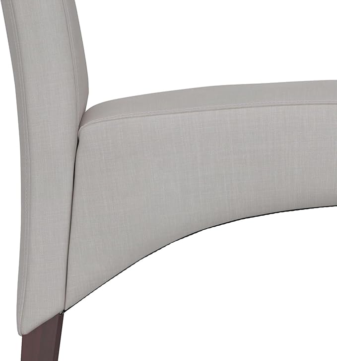 SIMPLIHOME Avalon Dining Chairs - Upholstered Solid Hardwood and Linen-Style Fabric Parsons Chair Set in Light Beige, Contemporary Dining Room Seating with Curved Back and Cushioned Seat (Set of 2)