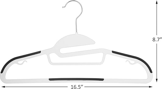 Finnhomy 50 Pack Plastic Hangers, Heavy Duty Clothes Hangers with Non-Slip Pads, Space Saving Easy Slide Organizer for Bedroom Closet, Great for Shirts, Pants, White