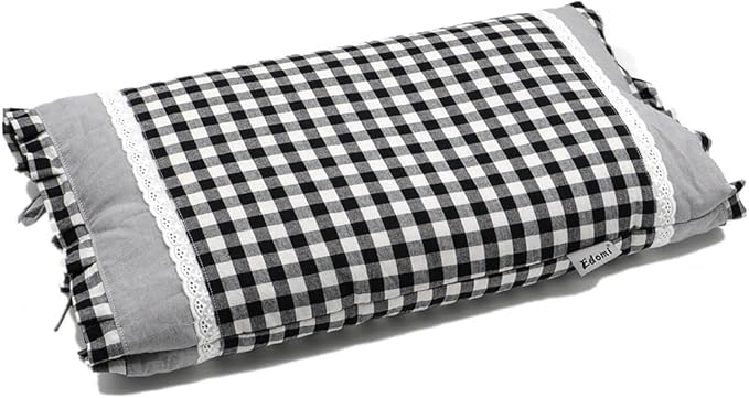 Small Adjustable Buckwheat Neck Pillow for Side Sleeper – Firm Cervical Support Pillow with Buckwheat Hulls & Pillowcase for Sleeping (20"x11", Black)
