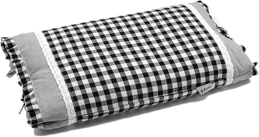 Small Adjustable Buckwheat Neck Pillow for Side Sleeper – Firm Cervical Support Pillow with Buckwheat Hulls & Pillowcase for Sleeping (20"x11", Black)