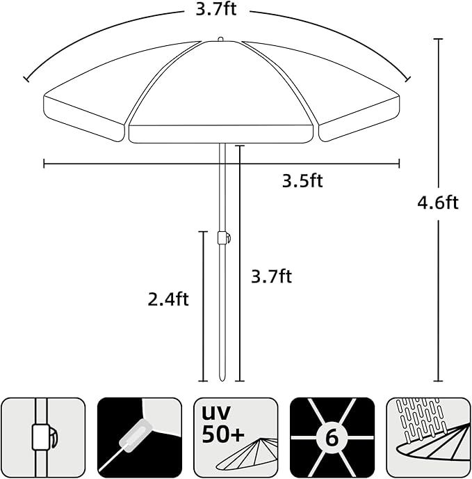 AMMSUN 47 Inch Water Table Umbrella,Kids Beach Umbrella & Picnic Table Shade,Ideal for Sand Play,Camping,Beach Trips,and Garden Lightweight Durable