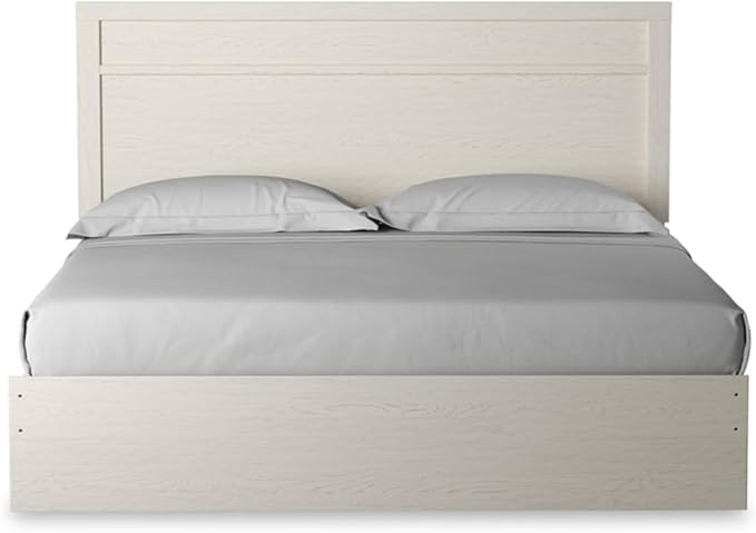 Signature Design by Ashley Stelsie Vintage King Panel Bed, Foundation or Box Spring Needed, White