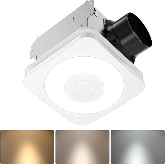 OREiN 3-in-1 Bathroom Exhaust Fan with Light & Humidity Sensor, 160 CFM, 1.0 Sone, Auto-On at 60% Humidity, 1500LM, 3000K/4000K/5000K, Night Light, ETL & FCC Certified, Ceiling Opening 11.81''x11.02''