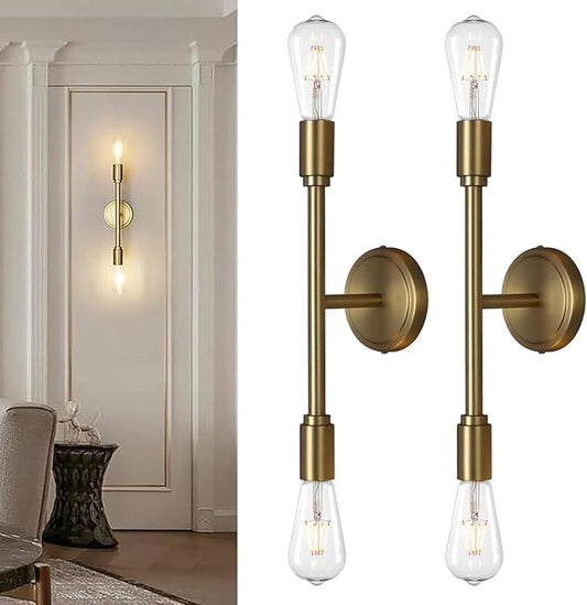 Phansthy Wall Sconces Set of Two, Modern Sconces Wall Lighting Fixtures, 2-Light Bathroom Light Over Mirror, Indoor Ceiling Light/Wall Light for Bedroom, Living Room (Antique 2 Pack)