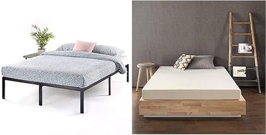 Best Price Mattress 14 Inch Metal Platform Beds w/Heavy Duty Steel Slat Mattress Foundation (No Box Spring Needed), & 6 Inch Memory Foam Mattress Twin